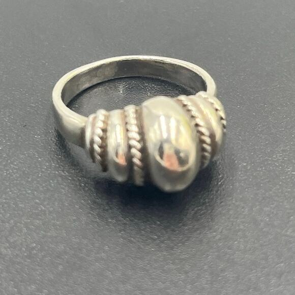 Designer Sterling Silver Polished Oval High Dome Cable Rope Trim Band Ring Sz 7 - Picture 5 of 9